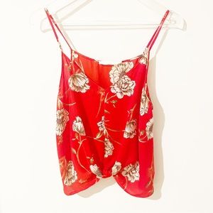 Red Floral Top with Spaghetti Straps